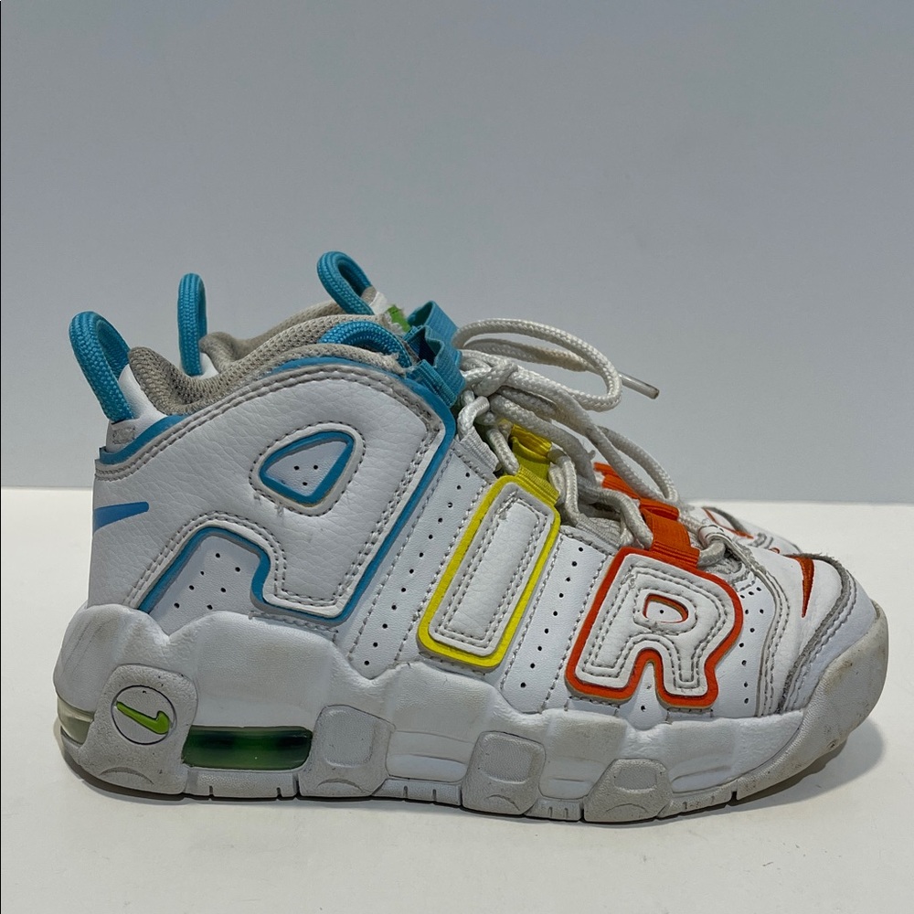 Nike Air More Uptempo BP White/Baltic Blue-Opti Yellow Toddler Size 12C Sneakers